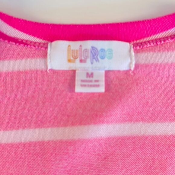 Lularoe Caroline A line Hot Pink Striped Cardigan - Picture 5 of 7